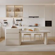 White Multi-Function Expandable Kitchen Island with Storage & Built-In Outlets